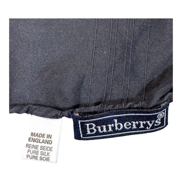 Vintage Burberrys Pure Silk Black Pocket Square Mens Formal Made England Scarf - Picture 2 of 5